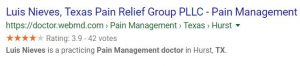 Dr. Luis Nieves Google rating